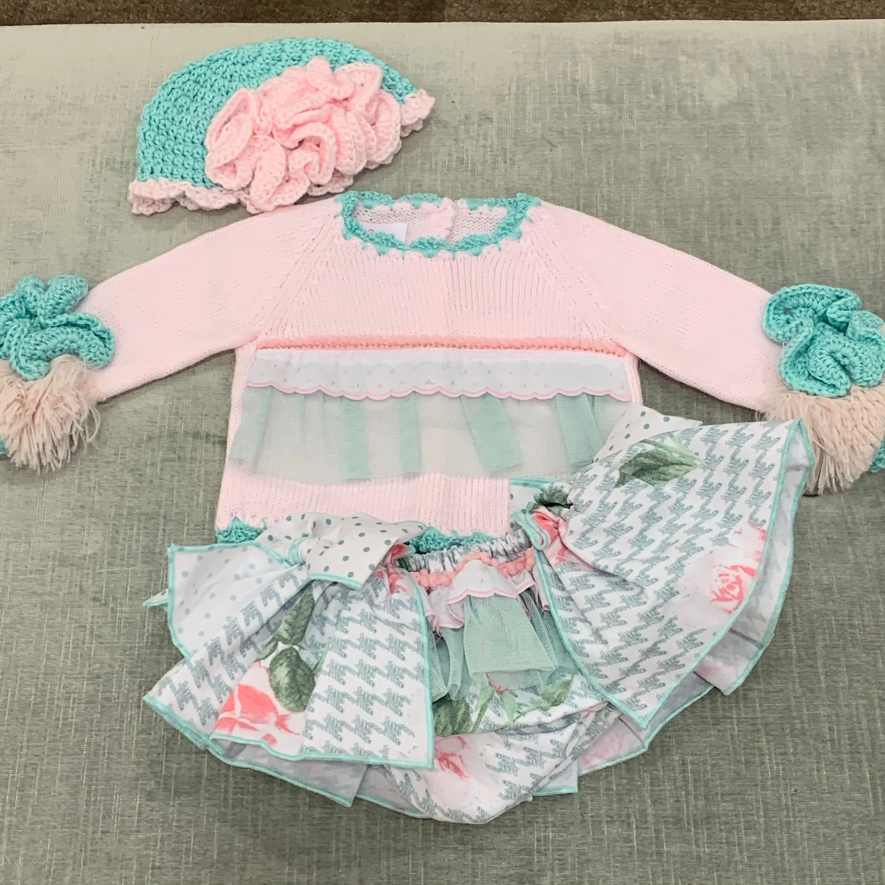 Mint and Pink Bloomer Set