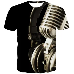 Music T-shirt Men Instrument T-shirts 3d Retro Tshirt Printed Electronic Tshirts Casual