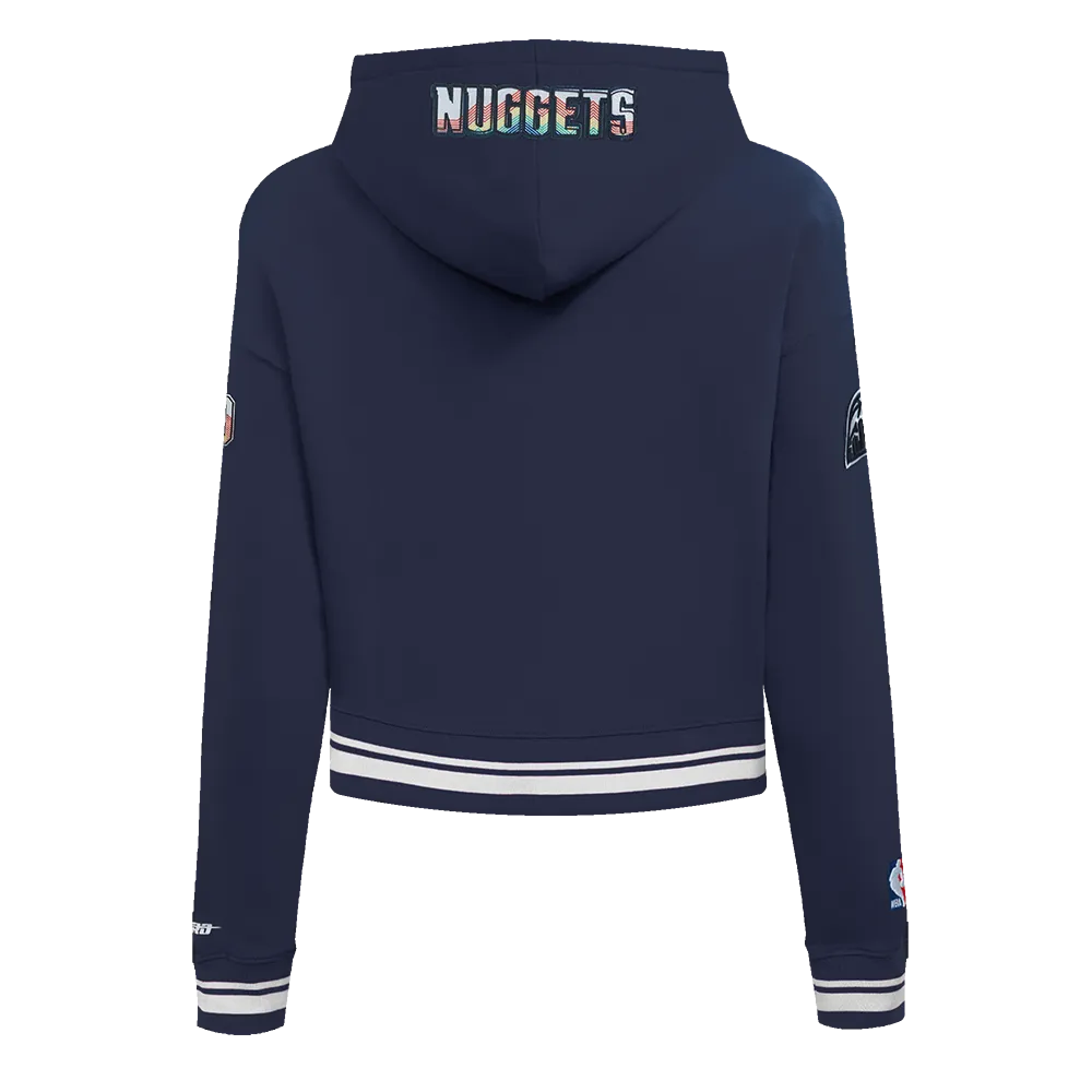 NBA DENVER NUGGETS CITY EDITION 24-25 WOMEN'S RIB FLC CROPPED PO HOODI (MIDNIGHT NAVY)