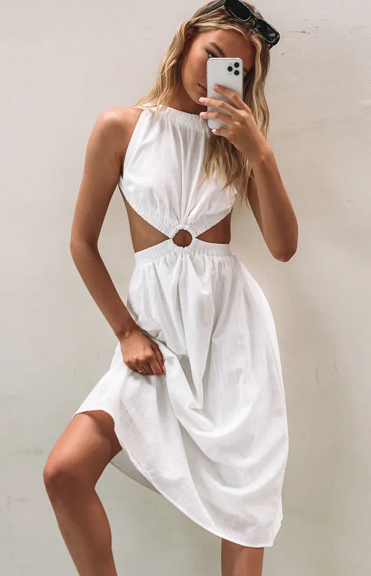 Odessa Backless Midi Dress White