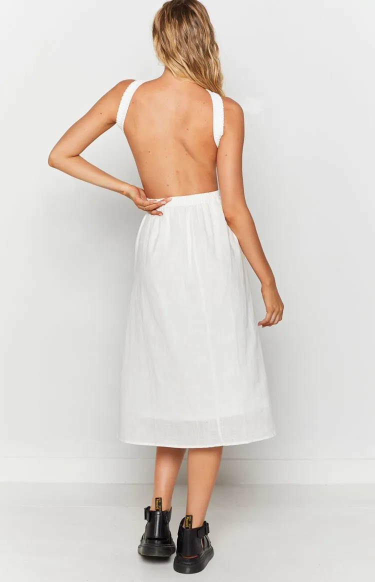 Odessa Backless Midi Dress White