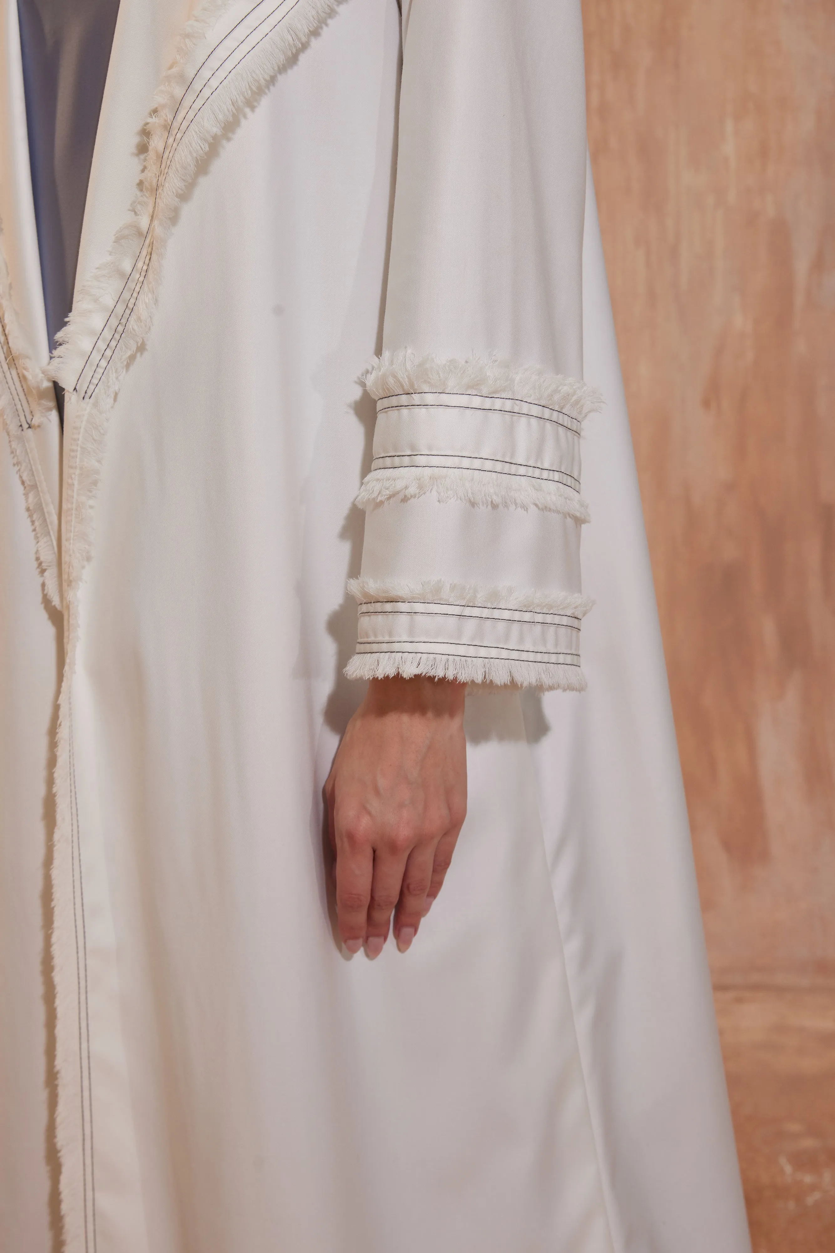 Off-White Fringes Collar Abaya