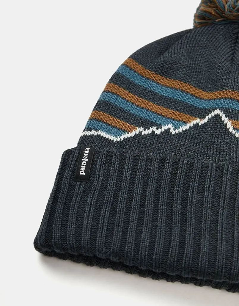 Patagonia Powder Town Beanie - Fitz Roy Stripe Knit/Smolder Blue