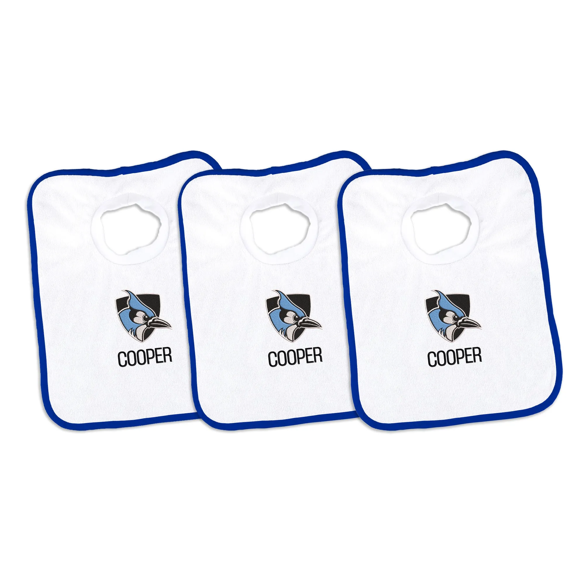 Personalized Johns Hopkins Blue Jays 3-Pack Bibs