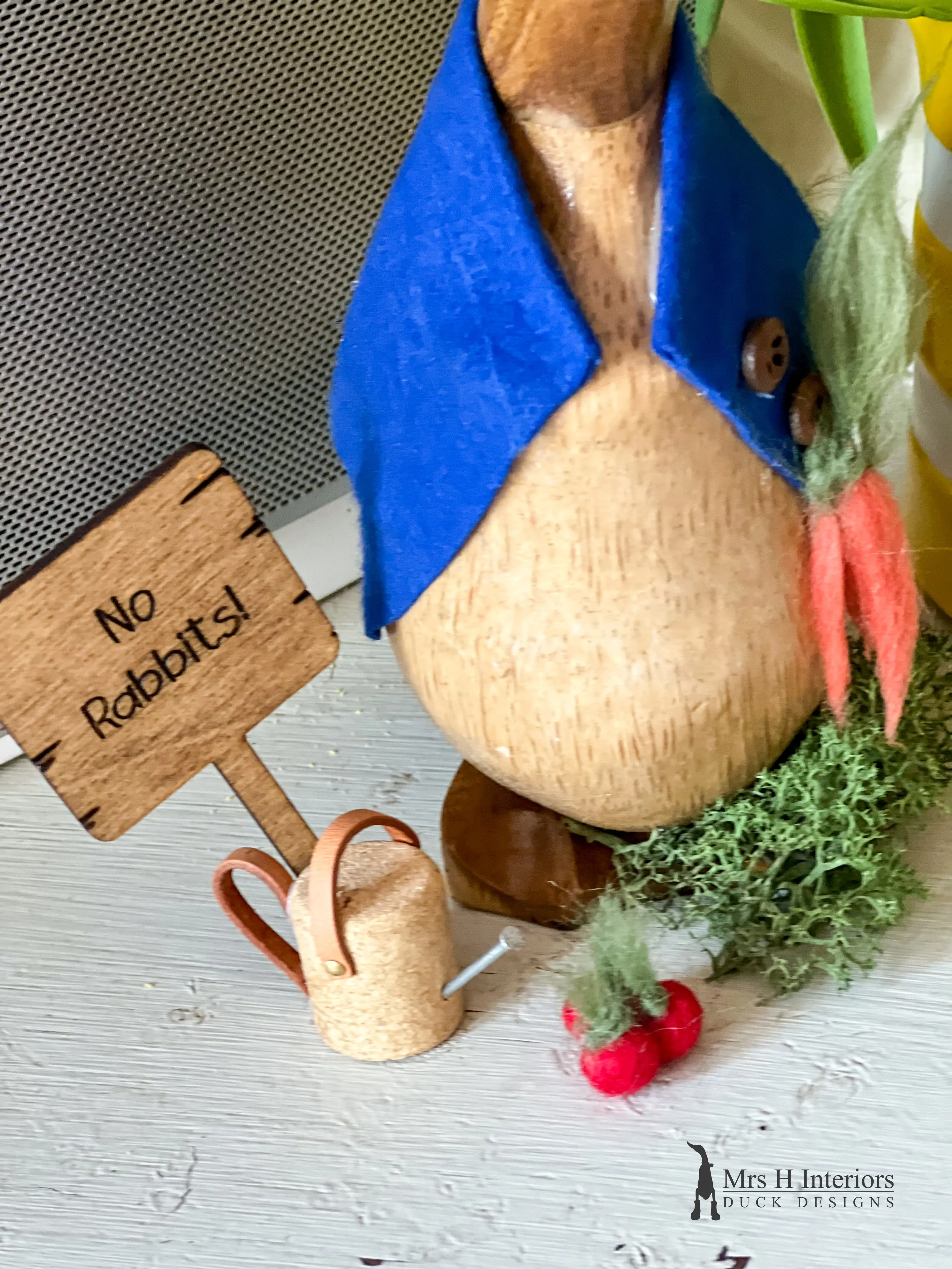 Peter Rabbit Duck - Decorated Wooden Duck by Mrs H the Duck Lady