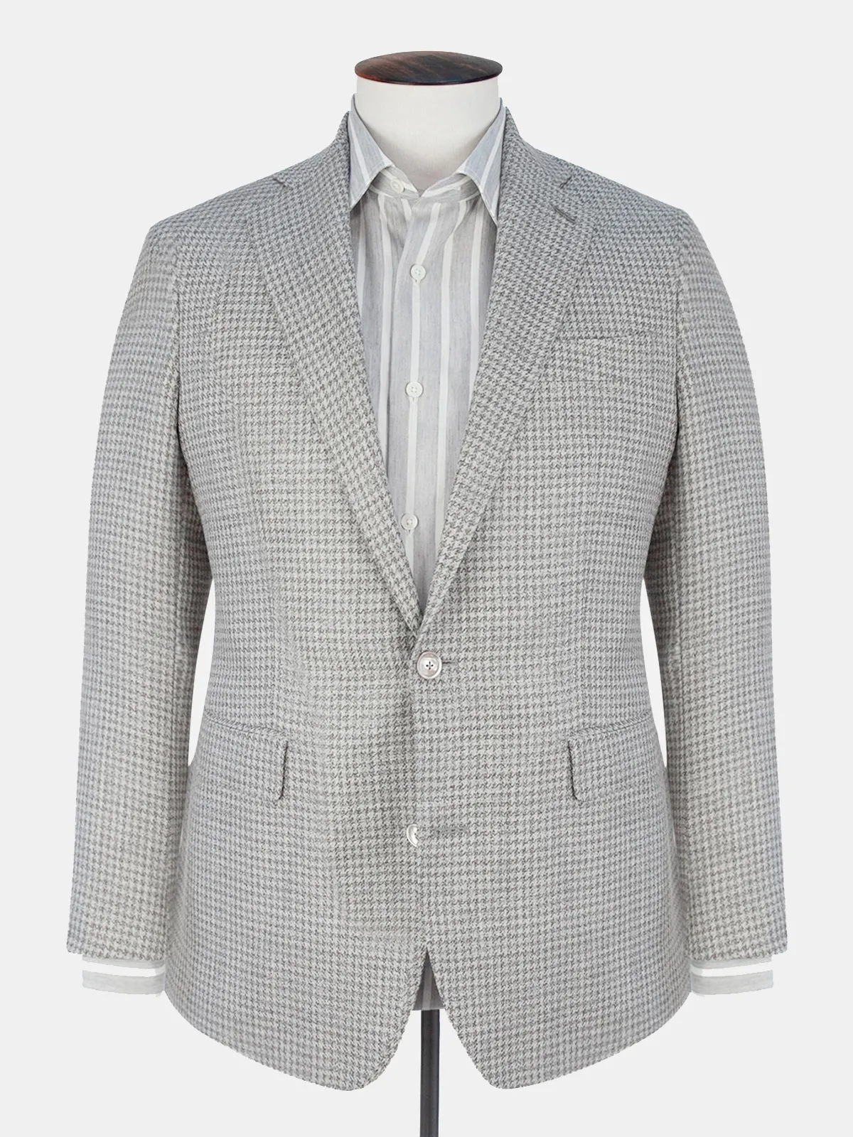 Pienza Blazer Wool Silk & Linen Houndstooth Heather