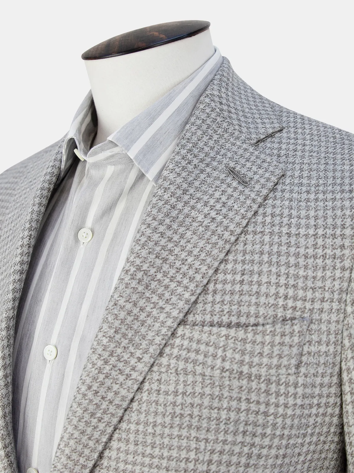 Pienza Blazer Wool Silk & Linen Houndstooth Heather