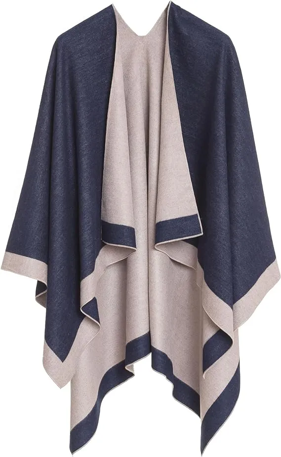 Pink-Beige Luxurious Knit Sweater Poncho Cardigan