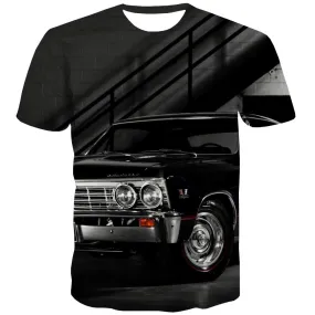 Racing Car T shirts Men Metal T-shirts 3d City Shirt Print Gray Tshirts Casual Retro T-shirts Graphic