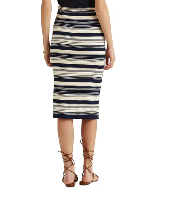 RALPH LAUREN Stretch Striped Midi Pencil Skirt