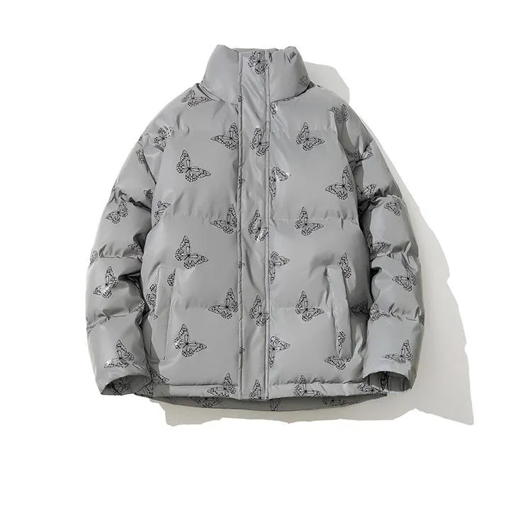 Reflective Holographic Butterfly Pattern Loose Jacket