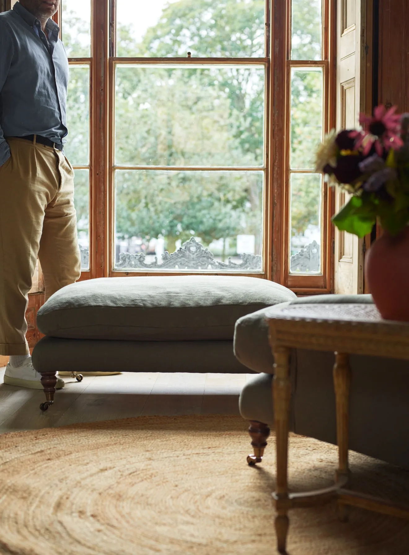 Remy Footstool, Heritage Mole Stripe