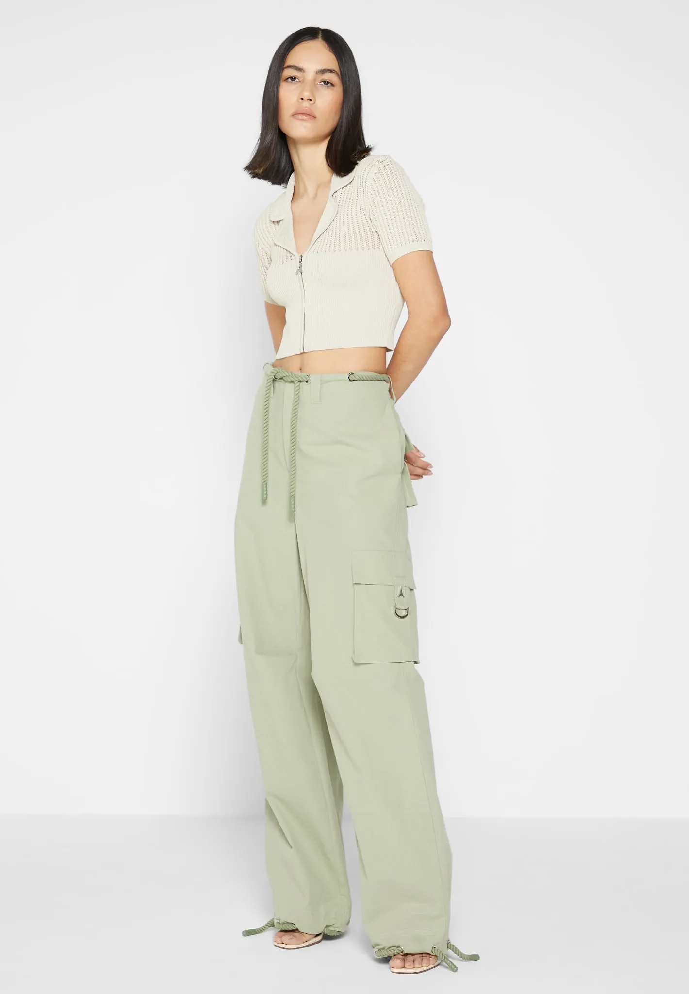 Ripstop Parachute Cargo Pants - Sage