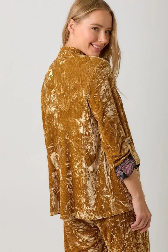 Rolled Sleeve Velvet Blazer Scotch Gold