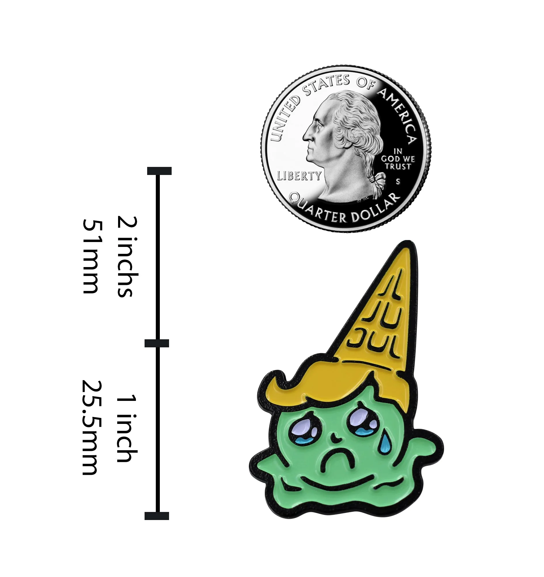 Sad Adorable Crying Ice Cream Cone Enamel Lapel Pin