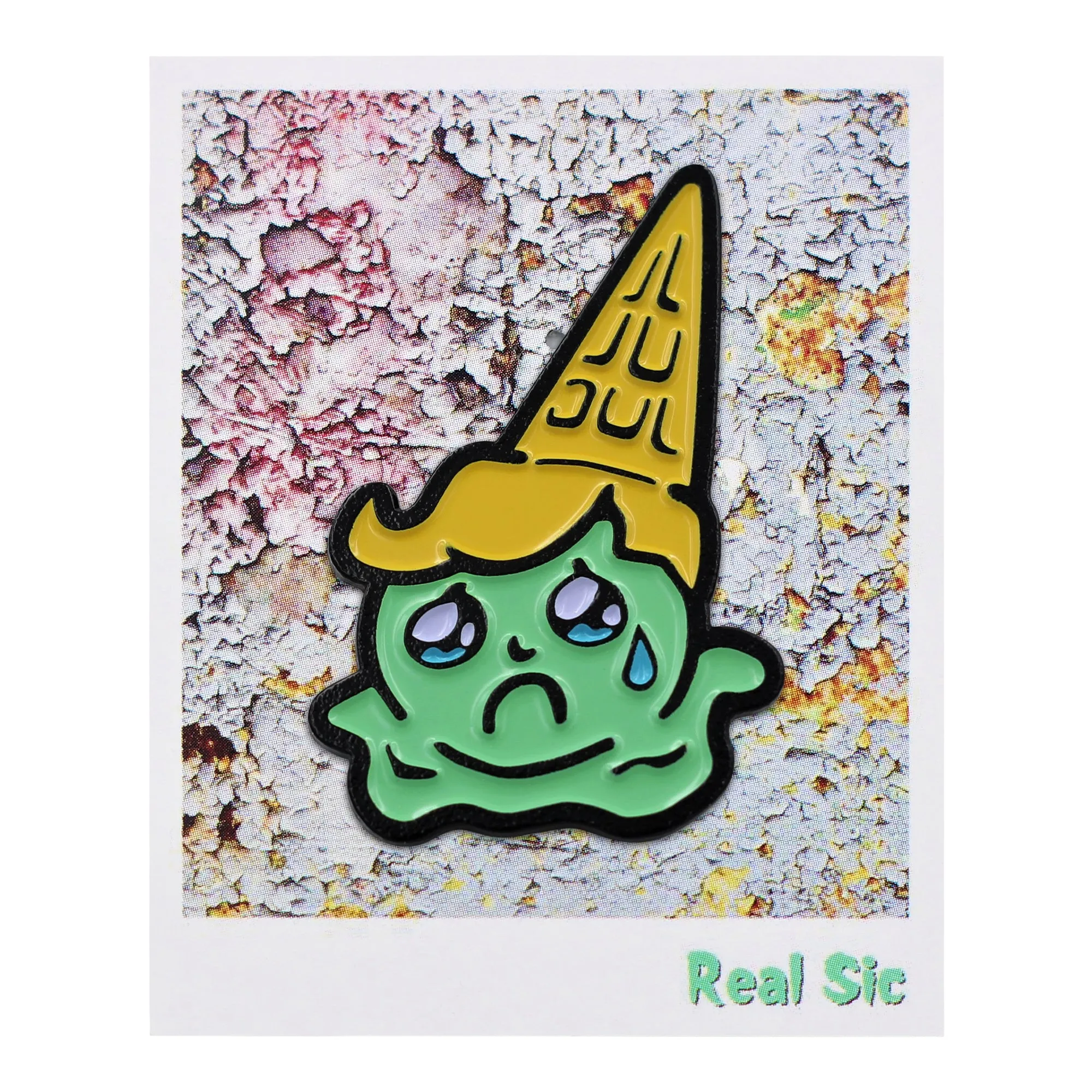 Sad Adorable Crying Ice Cream Cone Enamel Lapel Pin