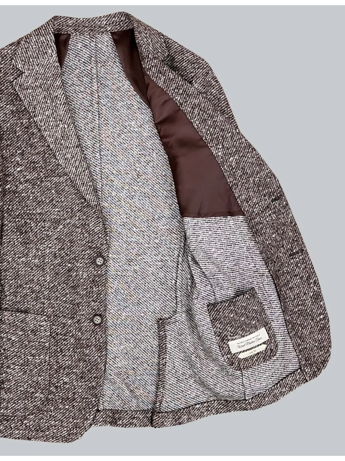 Soft Wool Herringbone Blazer - Brown