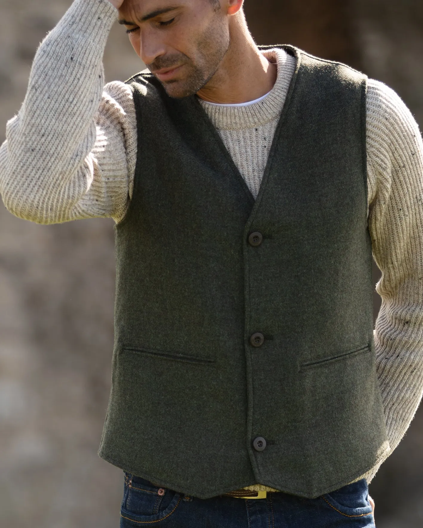 Stafford Tweed Waistcoat - Loden Green