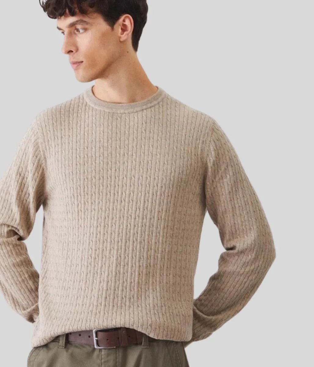 Stone Mens Wool Blend Cable Jumper