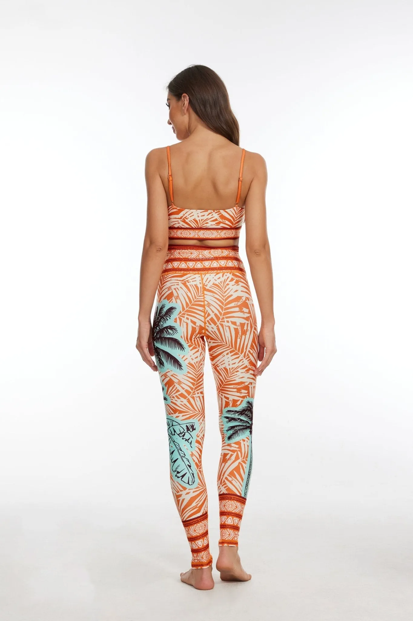 Sunset Palms High-waisted Leggings - Orange