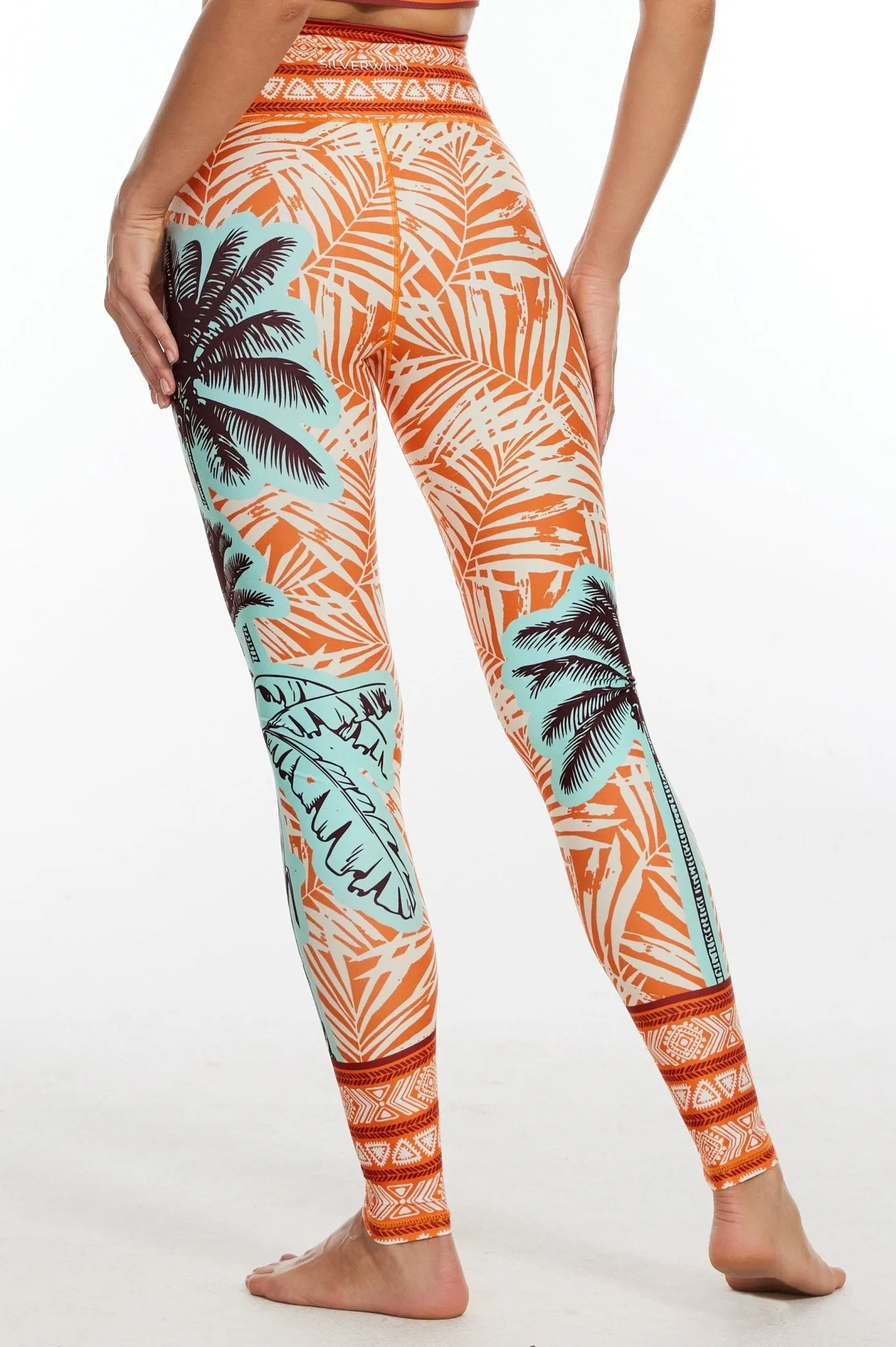 Sunset Palms High-waisted Leggings - Orange