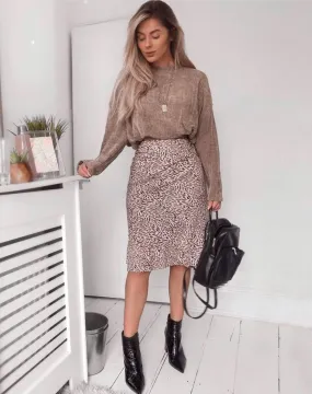 Tauri Midi Skirt in Safari Taupe