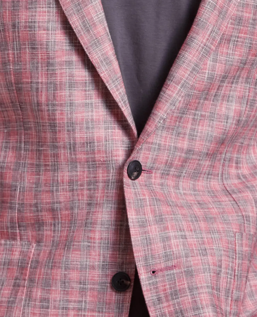 The Cameron - Check Sharkskin Jacket - Red