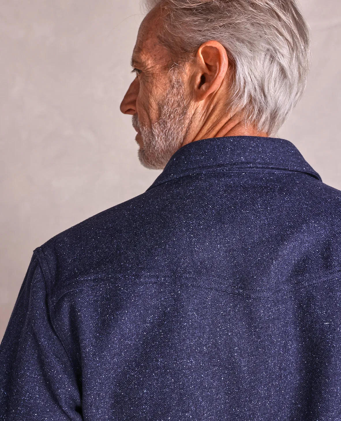 The Wyatt - Wool Donegal Shirt Jacket - Navy