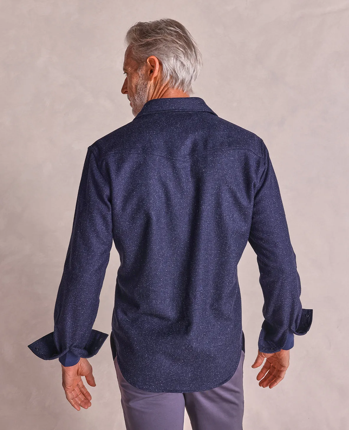 The Wyatt - Wool Donegal Shirt Jacket - Navy