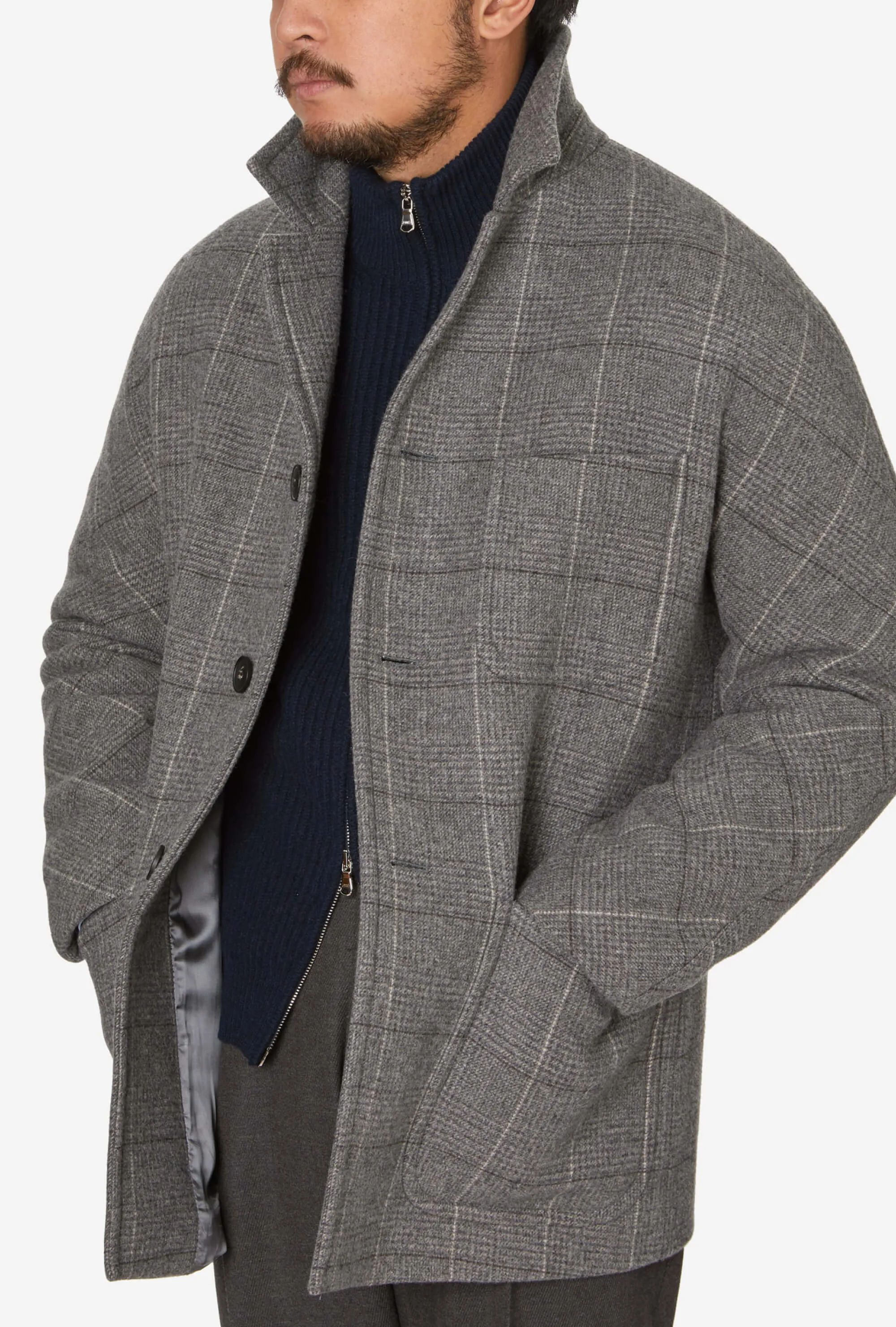 Three Bucket Pocket Jacket Grey Check