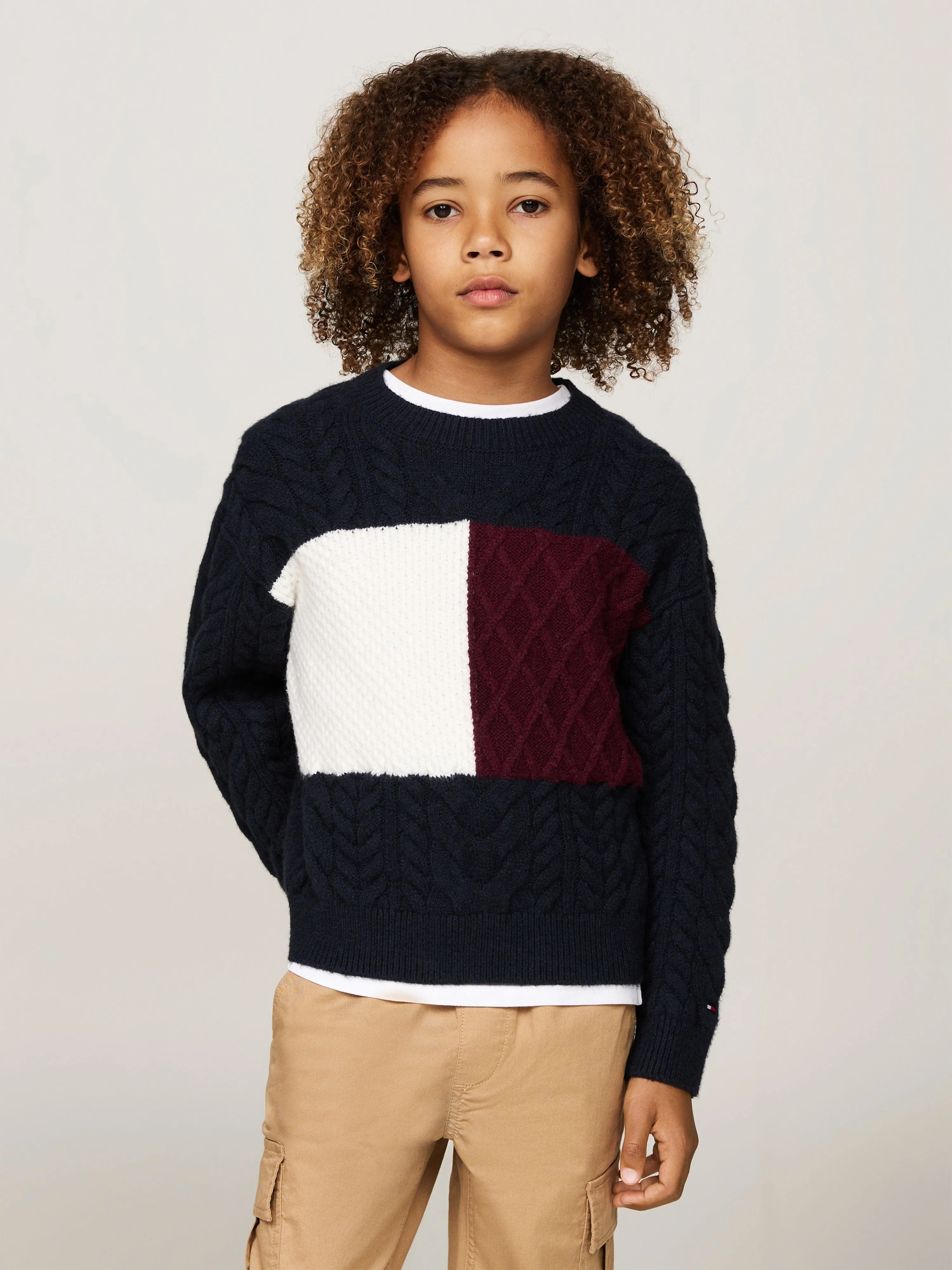 Tommy Hilfiger Boys Colourblock Jumper in Navy