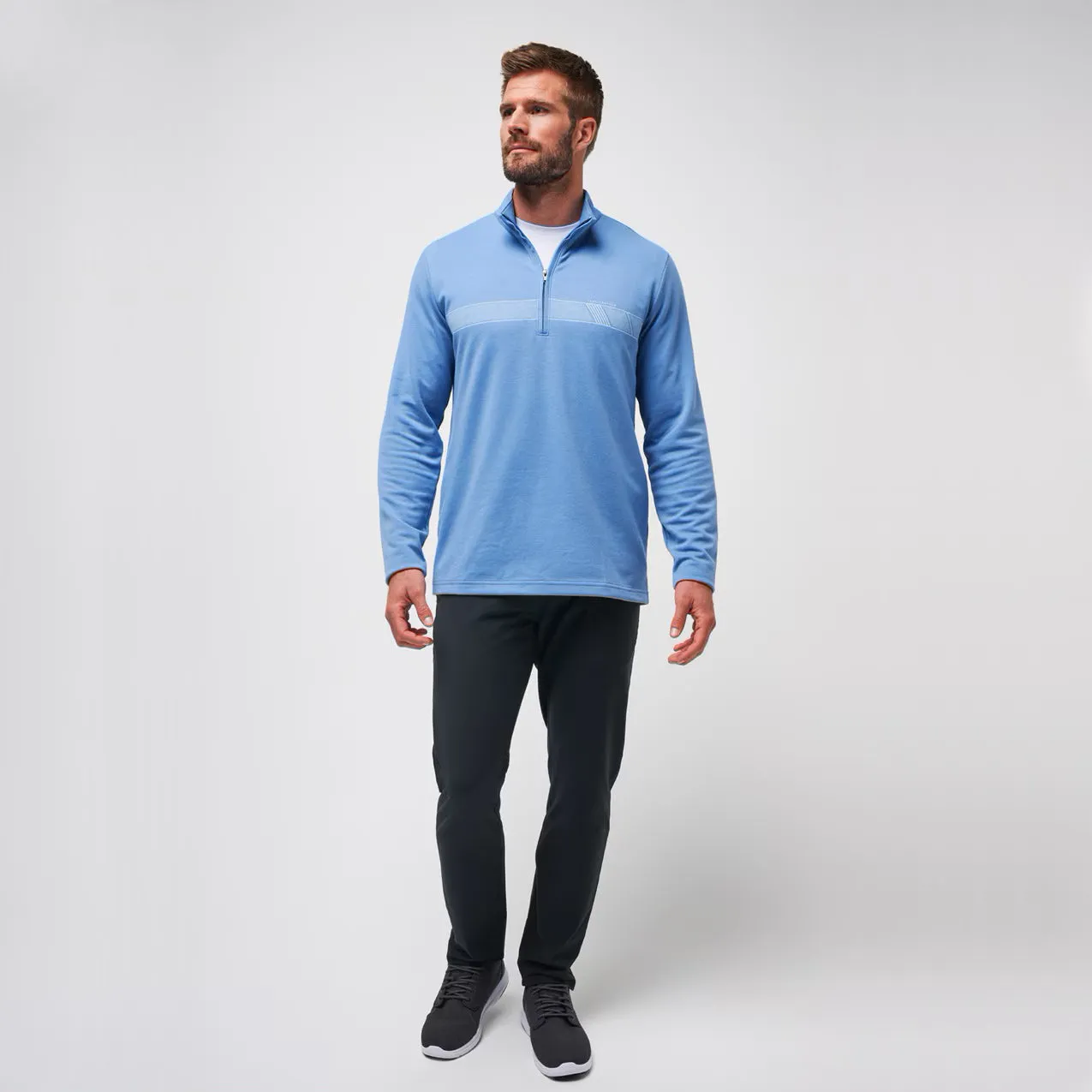 Travis Mathew Upgraded Chest Stripe Golf Quarter Zip - Quiet Harbor