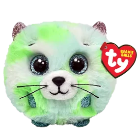 TY PUFFIES EVIE GREEN CAT BALL