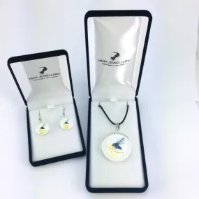 White Fantail Pendant & Earring Set