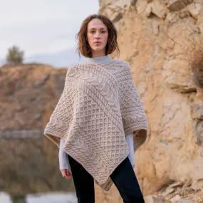 Women's Cable Knit Poncho, Parsnip