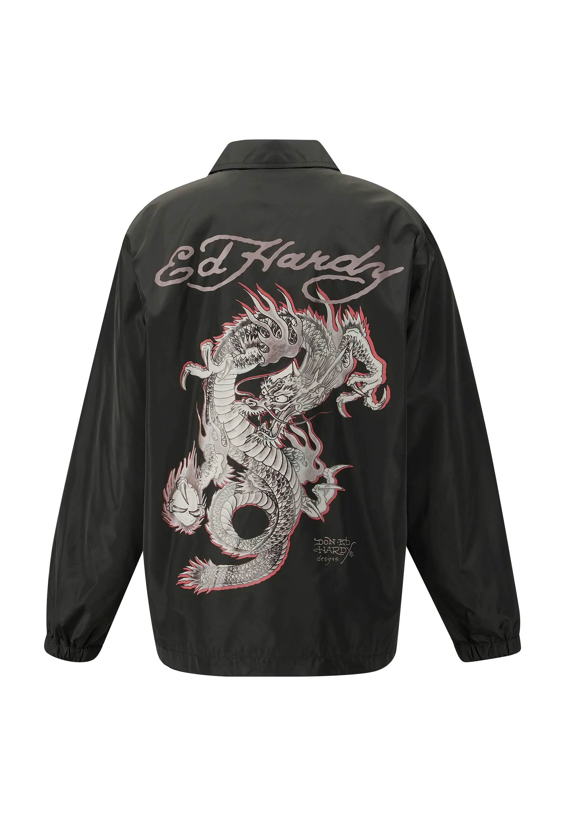 Womens Fireball Dragon Coach Jacket - Black