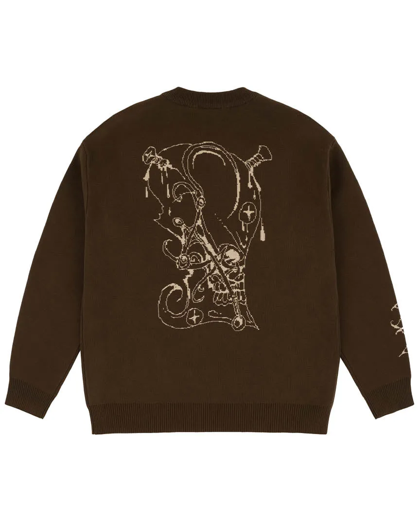 X Balti Skull Jacquard Sweatshirt - Brown