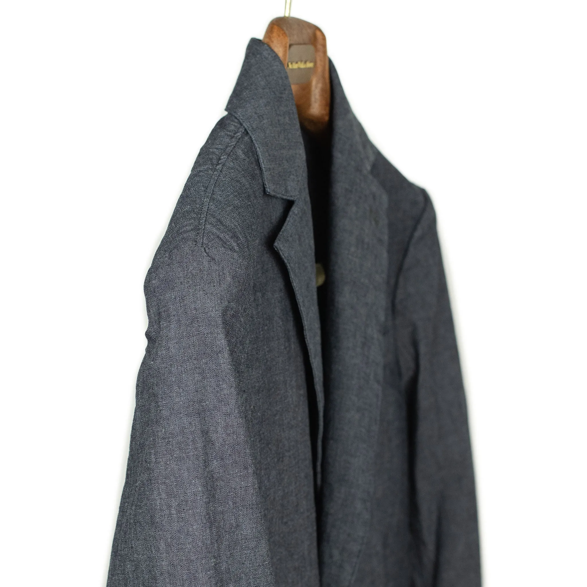 x N.O.UN single-breasted jacket in indigo blue chambray (separates)